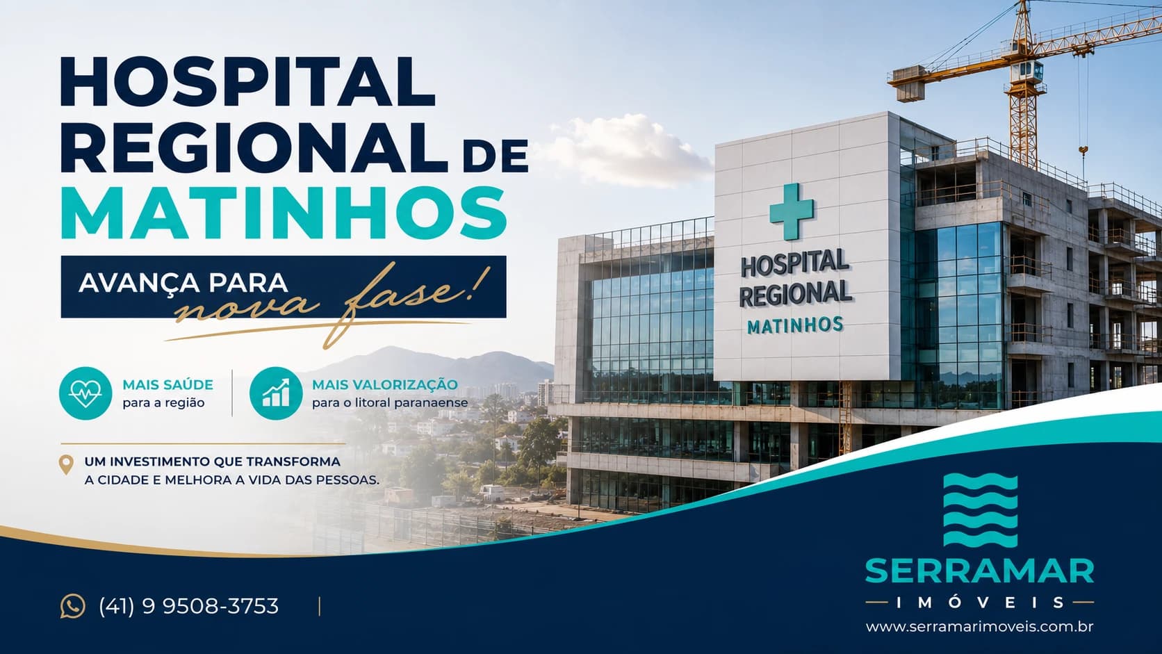 Hospital Regional de Matinhos avança e reforça o potencial de valorização imobiliária no litoral paranaense.