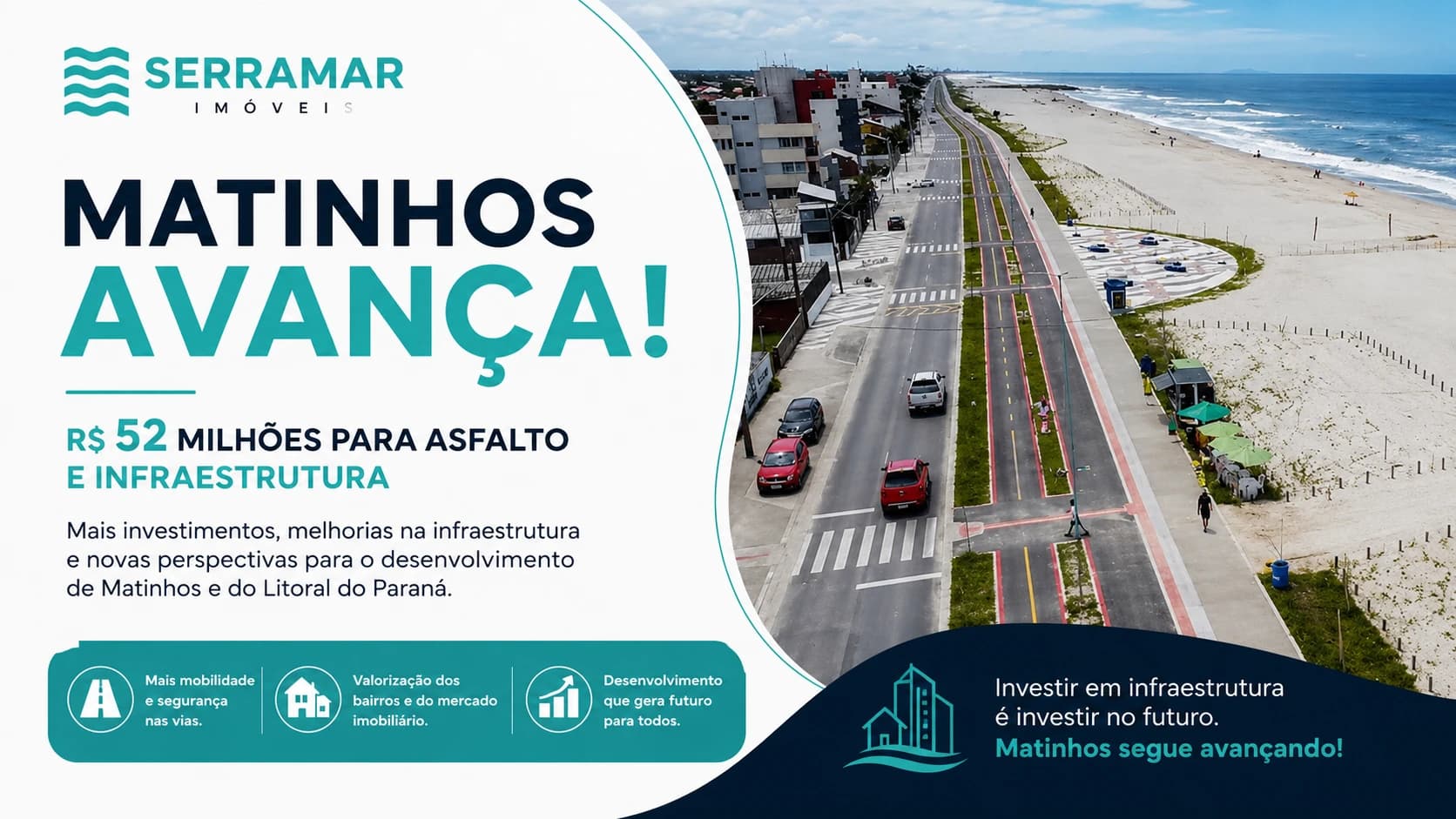 Matinhos avança com R$ 52 milhões em investimentos para pavimentação e infraestrutura