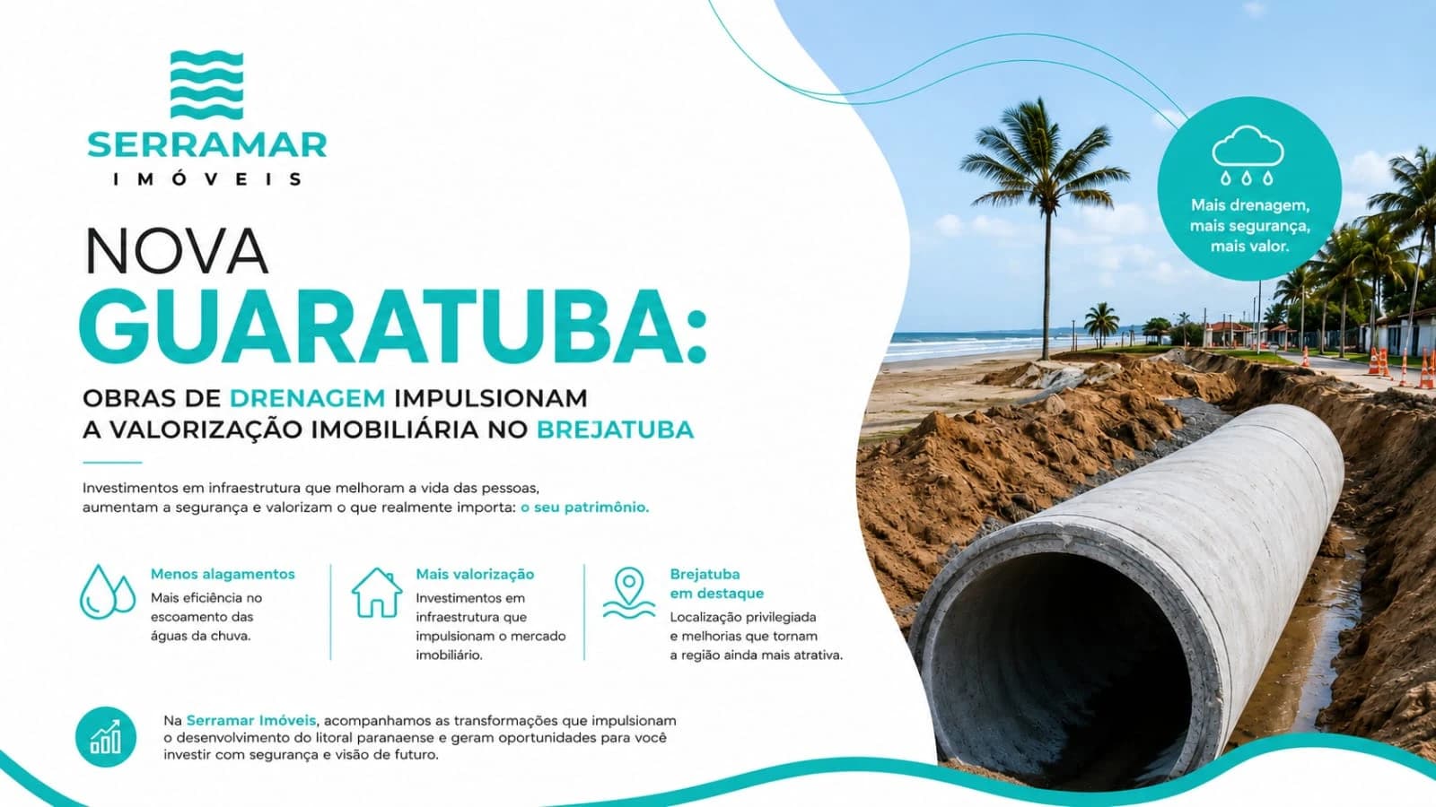 Nova Guaratuba: Obras de Drenagem Impulsionam a Valorização Imobiliária no Brejatuba.